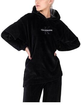 Sweatshirt Calvin Klein Cord Hoodie Schwarz Damen