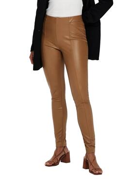 Leggings Only Jessie Kunstleder Braun für Damen