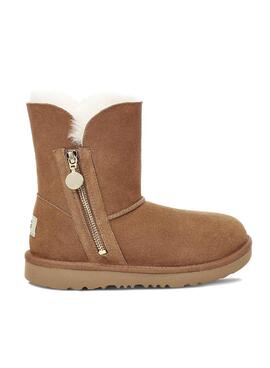 Stiefelettes UGG Bailey Zip Short Marron für Mädchen