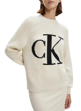 Pullover Calvin Klein Ranglan Beige für Damen