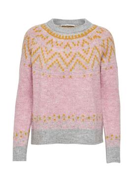 Pullover Only Greta Print Rosa für Damen