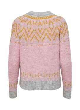 Pullover Only Greta Print Rosa für Damen