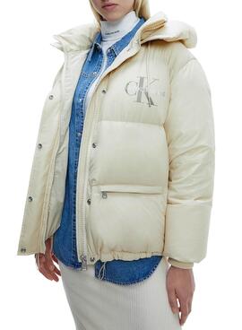 Jacke Calvin Klein Oversized Down Puffer Beige