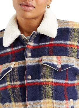 Jacke Levis Trucker-Karo aus Wolle Kariert Damen