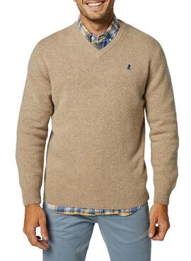 Pullover El Pulpo Lambswool Beige V-Ausschnitt Herren