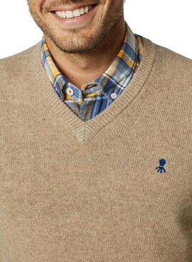 Pullover El Pulpo Lambswool Beige V-Ausschnitt Herren