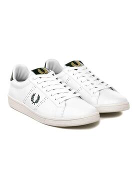 Sneakers Fred Perry Leder B721 Weiss und Grün