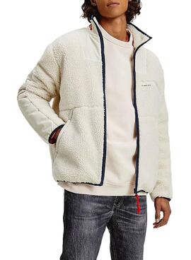 Jacke Tommy Jeans Tonal Mix Sherpa Weiss Für Herren