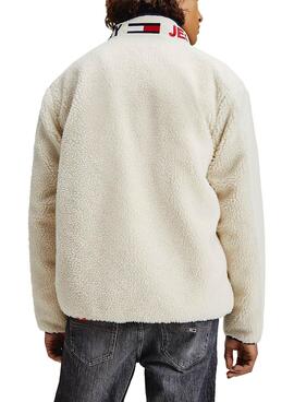 Jacke Tommy Jeans Tonal Mix Sherpa Weiss Für Herren