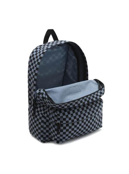 Vans realm black canvas backpack on sale