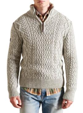 Pullover Superdry Jacob Henley Beige für Herren