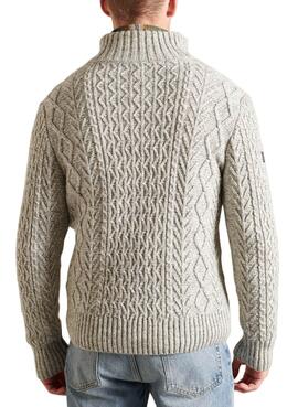 Pullover Superdry Jacob Henley Beige für Herren