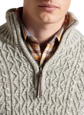 Pullover Superdry Jacob Henley Beige für Herren