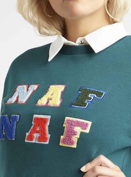 Sweatshirt Naf Naf Felpa Grün Letras für Damen