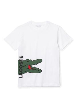 T-Shirt Lacoste Cocodrile Print Weiss Junge