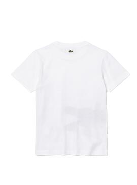 T-Shirt Lacoste Cocodrile Print Weiss Junge