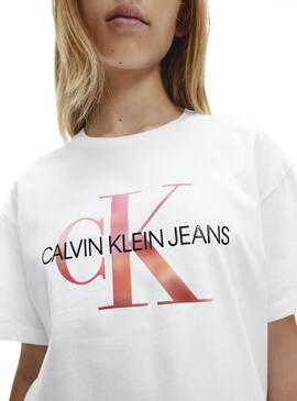 T-Shirt Calvin Klein Distorted Weiss für Mädchen