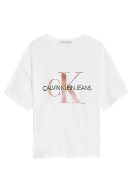 T-Shirt Calvin Klein Distorted Weiss für Mädchen