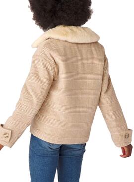Mantel Naf Naf Kariert Beige Für Damen