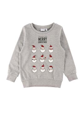 Sweatshirt Name It Vismas Papa Noel Grau Mini Junge