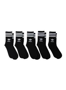 Pack 5 Socken Adidas Mid Cut Schwarz für Junges