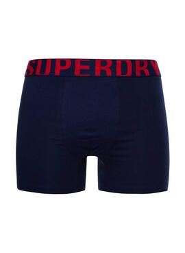 Pack Dos Unterhose Superdry Logo Rot Marineblau