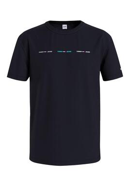 T-Shirt Tommy Jeans Winziges Lineares Logo Schwarz Herren