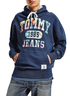 Sweatshirt Tommy Jeans College Tie Dye Blau Herren