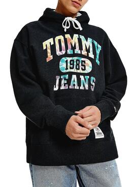 Sweatshirt Tommy Jeans College Tie Dye Schwarz Herren