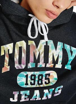 Sweatshirt Tommy Jeans College Tie Dye Schwarz Herren