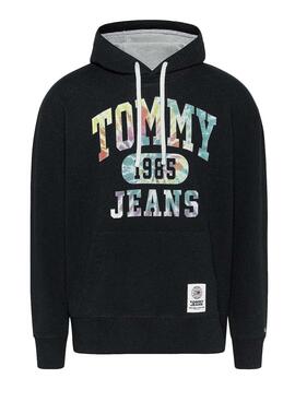 Sweatshirt Tommy Jeans College Tie Dye Schwarz Herren