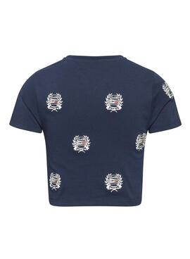 T-Shirt Tommy Jeans Crop Logos Marineblau Für Damen
