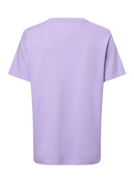 T-Shirt Tommy Jeans Signatur Violett Für Damen
