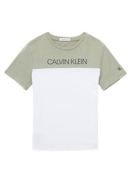 T-Shirt Calvin Klein Farbe Block weiß für Junge