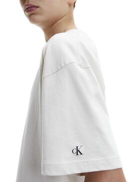 T-Shirt Calvin Klein Stack-Logo Weiss für Junge