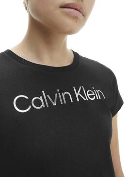 T-Shirt Calvin Klein Inst Silber Slim Schwarz Mädchen