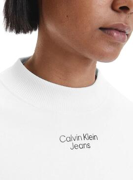 Sweatshirt Calvin Klein Stacked Logo Weiss Damen