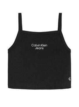 Top Gestapeltes Calvin Klein Logo Schwarz für Mädchen