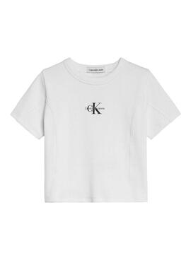T-Shirt Calvin Klein Monogram Weiss für Mädchen