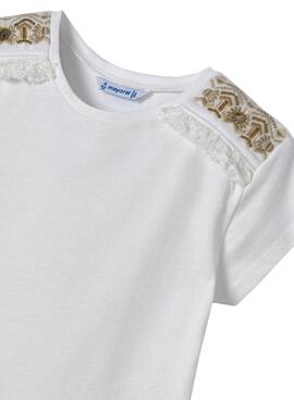 T-Shirt Mayoral Embroidery Weiss für Mädchen