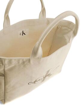 Handtasche Calvin Klein Logo Shopper Beige für Mädchen