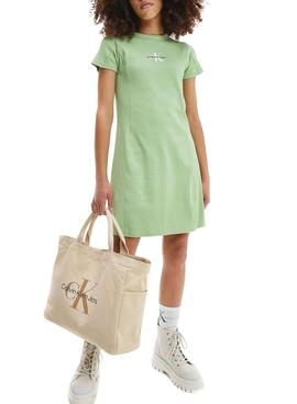 Handtasche Calvin Klein Logo Shopper Beige für Mädchen