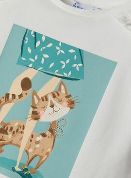 T-Shirt Mayoral Katze Weiss für Mädchen