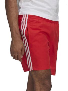 Bermuda Adidas 3 Stripes Rot für Herren