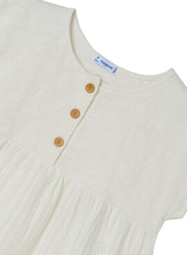 T-Shirt Mayoral Combined Buttons Weiss Mädchen