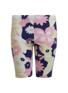 Leggings Radfahrer Adidas Blumen Multicolor Mädchen