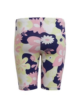 Leggings Radfahrer Adidas Blumen Multicolor Mädchen