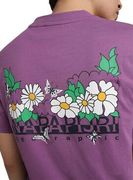 T-Shirt Napapijri Veny Flores Violett für Damen