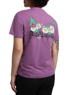T-Shirt Napapijri Veny Flores Violett für Damen