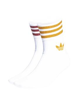 Pack 2 Socken Adidas Glitter Dorado für Mädchen
